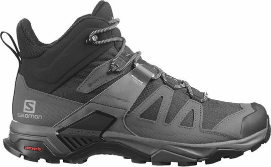 Salomon Mens Outdoor Shoes X Ultra 4 Mid Wide GTX Black/Magnet/Pearl Blue 44