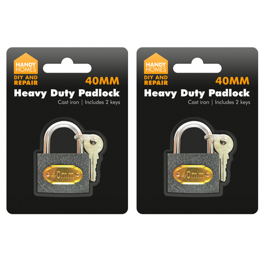 2pk Padlock 40mm |Shackle Security Keys | Heavy Duty Brass Steel