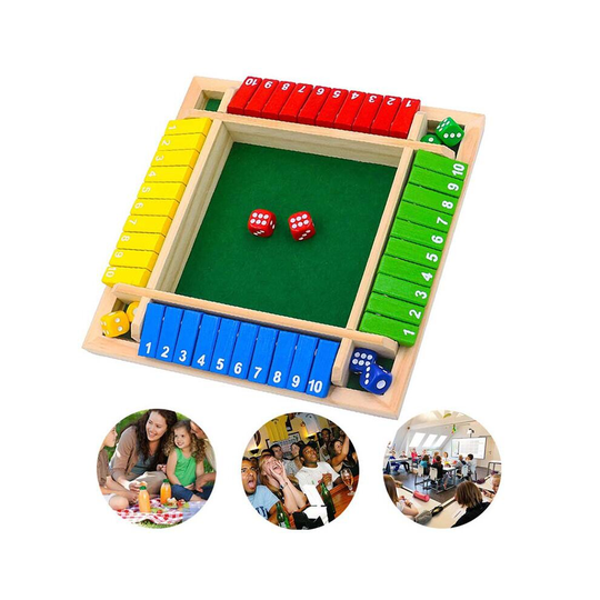 Shut The Box Dice Game Wooden Board Dice Game 4 Sided Family Math Game