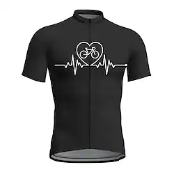 21Grams Men's Cycling Jersey Short Sleeve Bike Top with 3 Rear Pockets Mountain Bike MTB Road Bike Cycling Breathable Quick Dry Moisture Wicking Reflective Strips White Black Green Heart Polyester Lightinthebox