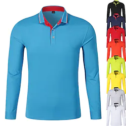 Men's Golf Shirt Tennis Shirt Breathable Quick Dry Moisture Wicking Long Sleeve T Shirt Top Slim Fit Solid Color Spring Summer Autumn Tennis Golf Running / Cotton / T-shirt / Micro-elastic / Outdoor Lightinthebox