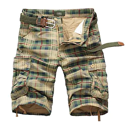 Men's Cargo Shorts Drawstring Elastic Waist Multi Pocket Lattice Breathable Quick Dry Short Daily Sports Streetwear Sporty ArmyGreen Yellow Micro-elastic Lightinthebox