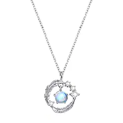 Pendant Necklace S925 Sterling Silver Women's Vintage Fashion Artistic Geometrical Leaf Round Necklace For Street Daily Holiday Lightinthebox