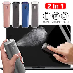 2 In 1 Phone Screen Cleaner Spray Computer Screen Dust Removal Microfiber Cloth Set Cleaning Artifact Without Cleaning Liquid Lightinthebox