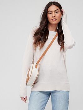 V By Very Knitted Lightweight Fine Gauge Crew Neck Jumper - Oatmeal