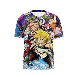 Inspired by The Seven Deadly Sins Cosplay Cartoon Manga Back To School Print Harajuku Graphic Kawaii T-shirt For Men's Women's Adults' 3D Print 100% Polyester Lightinthebox