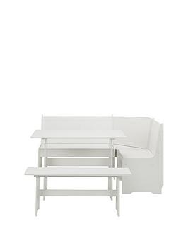 Julian Bowen Newport 109 Cm Dining Table Set + Bench And Corner Storage Bench - White