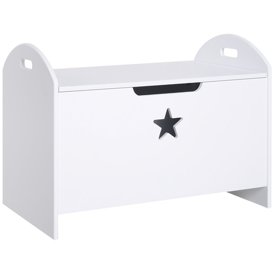 HOMCOM Wooden Children Toy Box Storage Organizer Safety Hinge