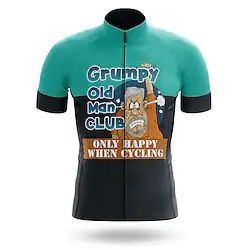21Grams Men's Cycling Jersey Short Sleeve Bike Jersey Top with 3 Rear Pockets Mountain Bike MTB Road Bike Cycling Breathable Quick Dry Moisture Wicking Soft Green Graphic Old Man Polyester Spandex Lightinthebox
