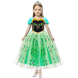Princess Anna Dress Party Costume Flower Girl Dress Girls' Movie Cosplay A-Line Slip Green Green (With Accessories) Dress Christmas Children's Day New Year Polyester Lightinthebox