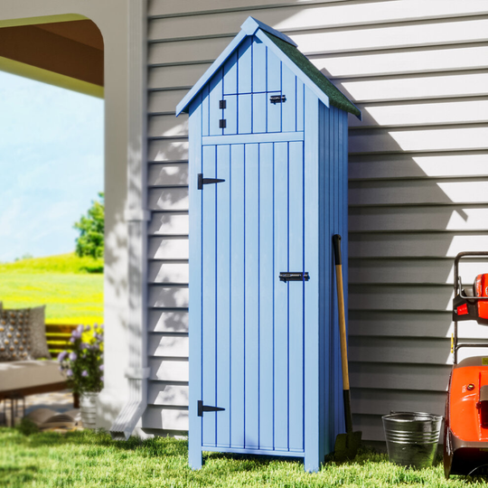 (Blue) Outdoor Storage Garden Shed House Beach Hut Style Tool Room Sentry Box