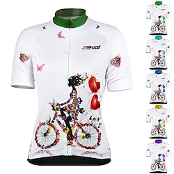 21Grams Women's Short Sleeve Cycling Jersey Summer Floral Botanical Funny Bike Jersey Breathable Anatomic Design Ultraviolet Resistant Quick Dry Back Pocket Sports Patterned Purple Green Mint Green Lightinthebox