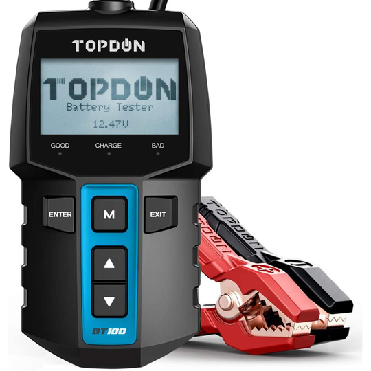 TOPDON BT100 Car Battery Tester 12V Load Tester 100-2000 CCA Digital Auto Battery Analyzer Charging Cranking System Tester