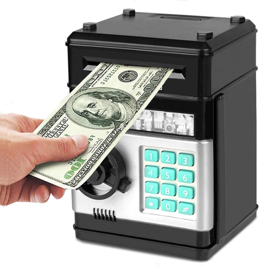 Electronic Piggy Bank Mini Auto Scroll Cash Safe Box For kids (Black)
