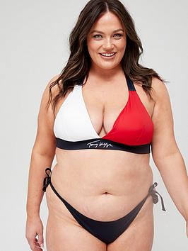 Tommy Hilfiger Curve True Tommy Halter Neck Bikini Top - Navy