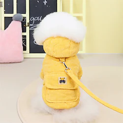 Dog Cat Hoodie Leash Solid Colored Cute Sweet Dailywear Casual Daily Winter Dog Clothes Puppy Clothes Dog Outfits Soft Green Yellow Costume for Girl and Boy Dog Corduroy Cotton S M L XL 2XL Lightinthebox