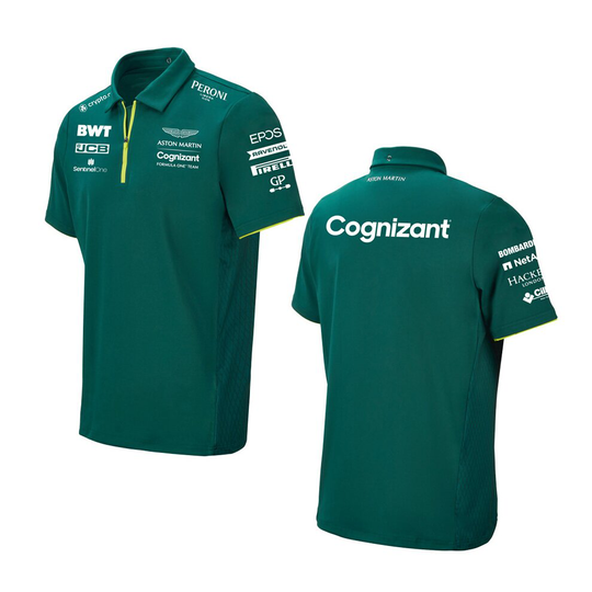 (Green Top,L) New F1 Racing Suit Aston Martin Polo Shirt Short-sleeve Top