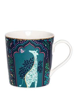 Sara Miller India Collection Mug &Ndash; Giraffe&Rsquo;S Courtyard