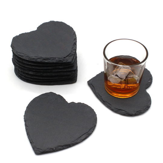 (50pcs) Slate Heart Coasters Tea Coffee Table Mat 11cm