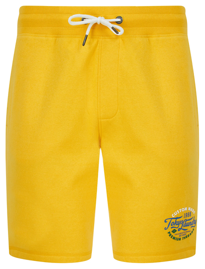 Jogger Shorts Bluesy Motif Brushback Fleece Jogger Shorts in Mimosa Yellow - Tokyo Laundry / L - Tokyo Laundry