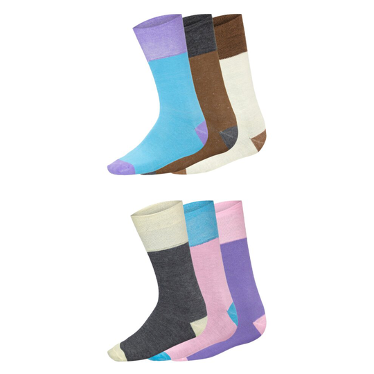Ladies Non Elastic Socks Soft Top Easy Grip Coloured Diabetic Socks