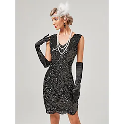The Great Gatsby Charleston Roaring 20s 1920s Cocktail Dress Vintage Dress Flapper Dress Masquerade Prom Dress Women's Sequins Costume Vintage Cosplay Halloween Carnival Dress Halloween Lightinthebox
