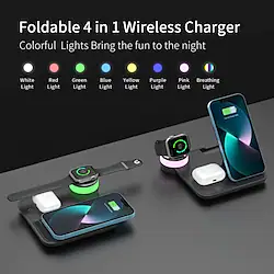 Wireless Charger 4 in 1 Fast Wireless Charging Station Compatible with iPhone 14/13/12/11/Pro/XS/XR/X/SE/8/8 Plus 18W Wireless Charger Stand Dock for Apple Watch Series7/ 6/5/4/3/2/ AirPods Lightinthebox