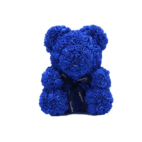 (Dark Blue - With Box 40CM ) ROSE TEDDY BEAR 25CM & 40CM FOAM VALENTINES DAY