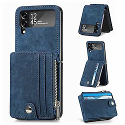 Phone Case For Samsung Galaxy Flip Z Flip 4 Z Flip 3 Bumper Frame Flip Full Body Protective Solid Colored PU Leather Lightinthebox