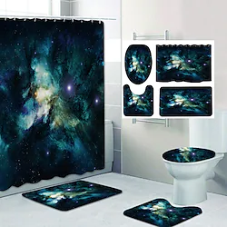 Stunning Starry Sky Pattern Printing Bathroom Shower Curtain Leisure Toilet Four-Piece Design Lightinthebox