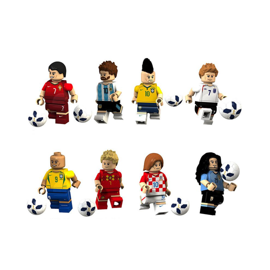 (8PCS Minifigures) 8PCS World Cup Football Team Minifigures Building Block Toys With Display Box