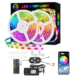 Smart RGB LED Strip Light 20M 10M Music Sync SMD 5050 65.6ft32.8ft Color Changing Bluetooth APP Control with Plug for Kitchen Bedroom Home TV Party Lightinthebox