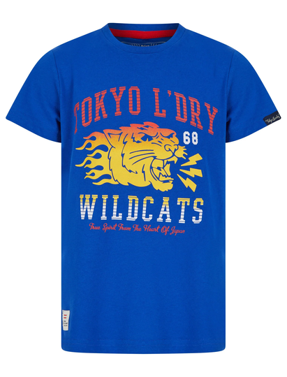 T-Shirts Boys Wildcats 68 Motif Cotton T-Shirt in Sea Surf Blue - Kids / 5-6 Years - Tokyo Laundry