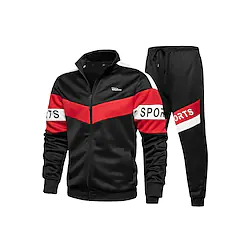 Men's Tracksuit Sweatsuit 2 Piece Athletic Winter Long Sleeve Breathable Soft Fitness Running Jogging Sportswear Activewear Color Block Black Gray Lightinthebox