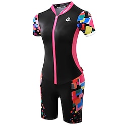 Malciklo Women's Triathlon Tri Suit Short Sleeve Triathlon Green Yellow Lavender Plus Size Bike Breathable Anatomic Design Ultraviolet Resistant Quick Dry Reflective Strips Polyester Coolmax Spandex Lightinthebox