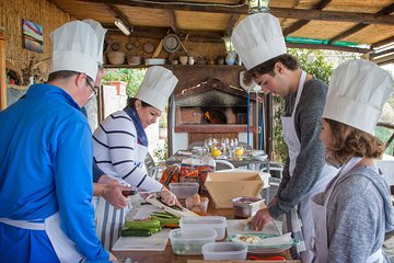 Professional cooking class between sky and sea