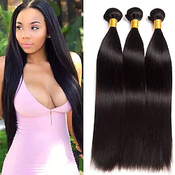 3 Bundles Hair Weaves Brazilian Hair Straight Human Hair Extensions Remy Human Hair 100% Remy Hair Weave Bundles Natural Color Hair Weaves / Hair Bulk Human Hair Extensions 8-28 inch Natural Color Lightinthebox