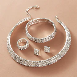 Bridal Jewelry Sets 5 sets Stainless Steel Rings 1 Necklace 1 Bracelet Earrings Women's Personalized Stylish Artistic Classic Precious Geometric Jewelry Set For Christmas Street Carnival Lightinthebox