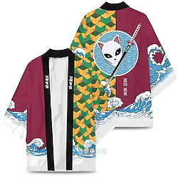 Inspired by Demon Slayer: Kimetsu no Yaiba Kamado Nezuko Agatsuma Zenitsu Kamado Tanjiro Cosplay Costume Cartoon Manga Anime Harajuku Graphic Kawaii Outerwear For Men's Adults' 3D Print Terylene Lightinthebox