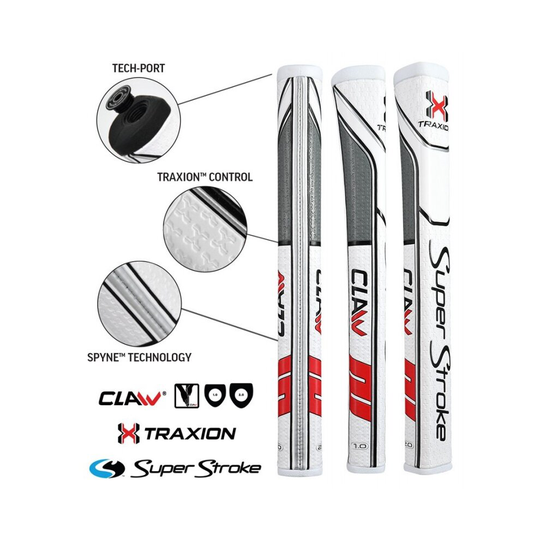 (White / Blue / Grey) SuperStroke - TRAXION Claw 1.0 Putter Grip