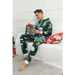 Santa Suit Santa Claus Christmas Pajamas Onesie Pajamas Men's Christmas Christmas New Year Christmas Eve Adults Home Wear Coral fleece Onesie Lightinthebox