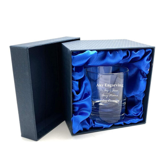 Engraved Personalised Whiskey Glass in Silk Lined Gift Box