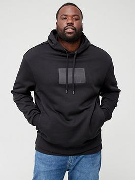 Calvin Klein Big &Amp; Tall Textured Logo Box Comfort Overhead Hoodie - Black