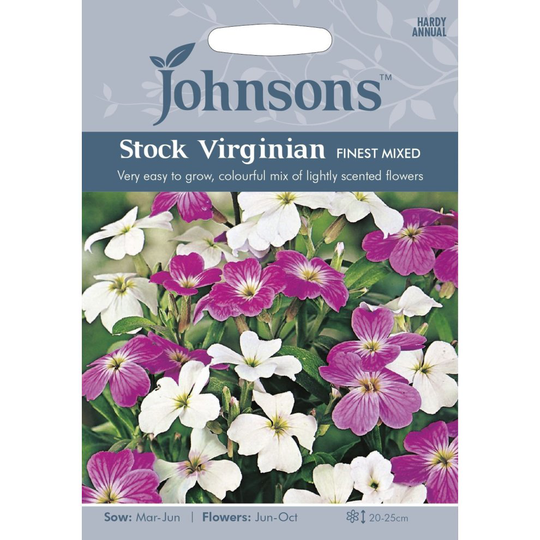 Johnsons Seeds - Pictorial Pack - Flower - Stock Virginian Finest Mixed - 2000 Seeds