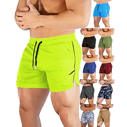 Men's Shorts Beach Shorts 3 inch Shorts Workout Shorts Short Shorts Pocket Drawstring Split Solid Color Breathable Quick Dry Short Casual Beach Basic Casual / Sporty Slim Green Black Micro-elastic Lightinthebox