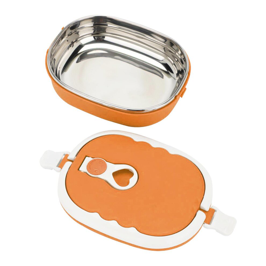 (Orange) Food Warmer Box Kids School Lunch Box Portable Thermal Insulated Food Container
