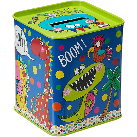Rachel Ellen - Money Box - Dark Blue Dinosaurs