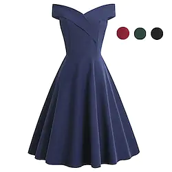 Audrey Hepburn 1950s Cocktail Dress Vintage Dress Dress A-Line Dress Tea Dress Women's Off Shoulder Costume Vintage Cosplay Homecoming Wedding Party Sleeveless Knee Length A-Line Dress Valentine's Day Lightinthebox