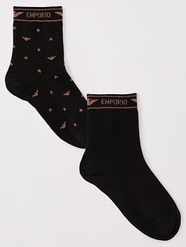 Emporio Armani Bodywear Logo Sparkle Detail Sock In Gift Box