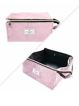 The Flat Lay Co. Pink Velvet Open Flat Makeup Box, Pink, Women